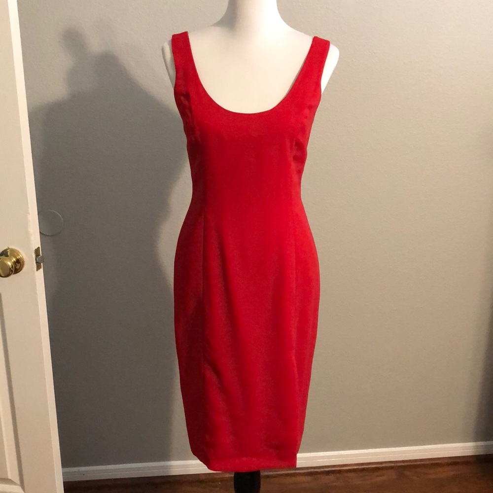 Red midi dress